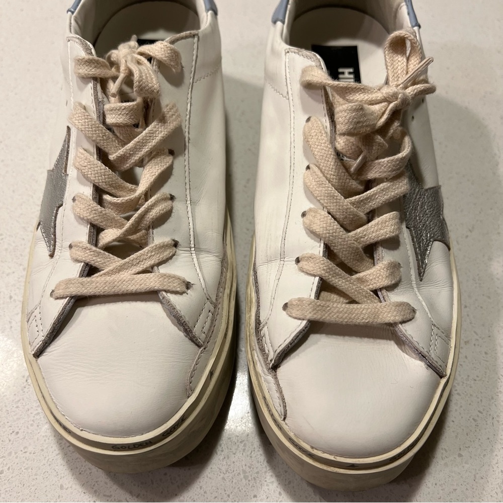 Golden Goose | Hi Star with metallic leather star and powder-blue heel tab - Picture 8 of 11